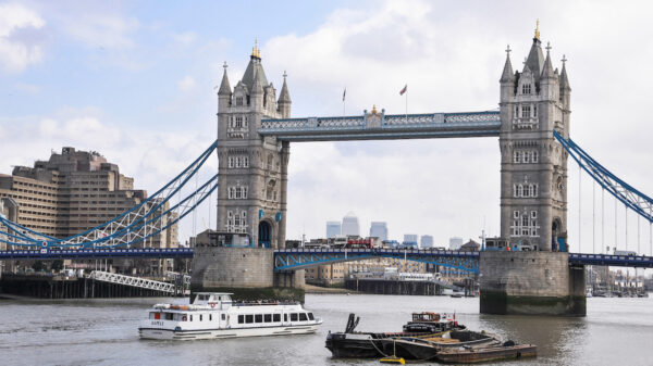 Tower Bridge in London England.